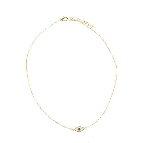 EYLAND white enamel evil eye 🧿 charm choker necklace bracelet gold chain - Picture 2 of 6